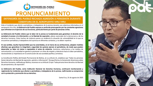 Defensoría del Pueblo condena agresión contra periodista Viru Viru