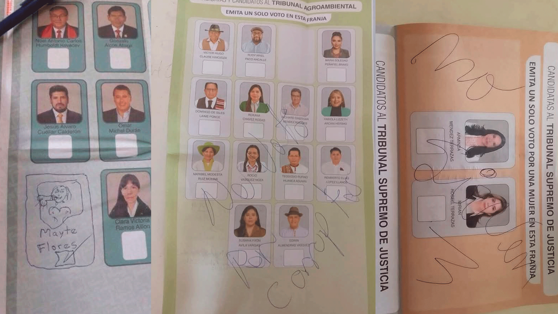 Dibujos y mensajes en las papeletas reflejan descontento 