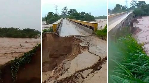 Rampa de acceso al puente de Colpa Bélgica colapsa tras crecida del río Piraí