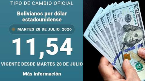 Imagen de Tipo de cambio oficial flexible: Bs 11,54 por dólar para este martes