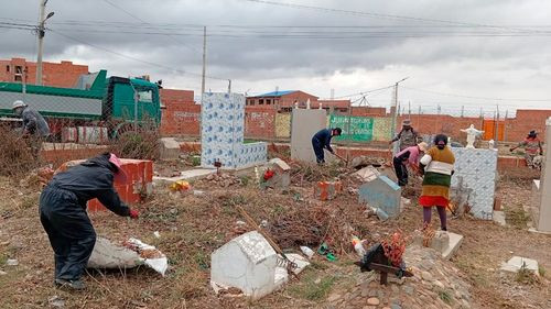 Limpian cementerios de Amachuma y Parcopata por Todos Santos