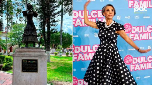 Resguardan estatua de Florinda Meza en Zacatecas tras polémica por bioserie de Chespirito