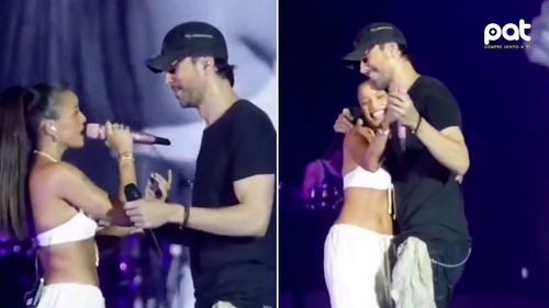 Emilia Mernes vivió un momento incómodo junto a Enrique Iglesias en pleno show