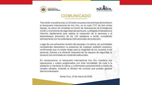 Falsa alarma de bomba en Viru Viru: vuelos no se suspendieron