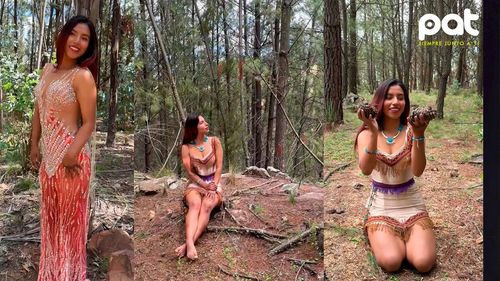 Albertina Sacaca se transforma en Pocahontas para su primera batalla en TikTok