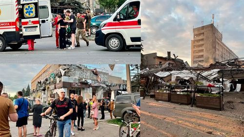 Así quedó Kramatorsk tras el brutal bombardeo ruso en una zona céntrica