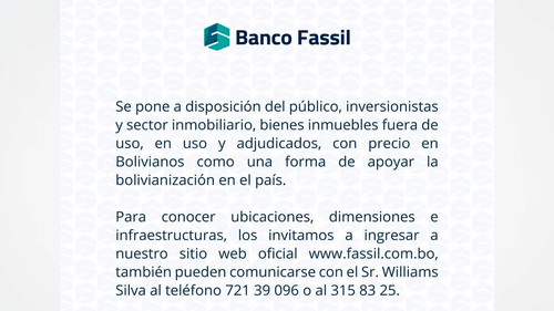 Banco Fassil comunicó que pone a disposición sus bienes