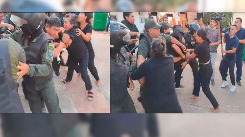 Sargento imputado por homicidio en accidente de tránsito es golpeado por familiares de la víctima tras audiencia cautelar