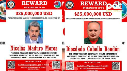 EE.UU. actualiza las recompensas por Nicolás Maduro y dos de sus ministros