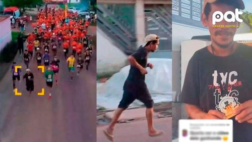 Hombre ebrio se cuela en carrera profesional en Brasil y completa el recorrido descalzo