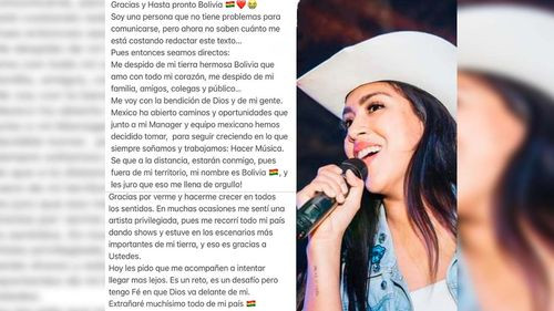 Lucero Ríos comparte un conmovedor adiós en redes sociales: "Gracias Bolivia, ¡Nos vemos en México!"