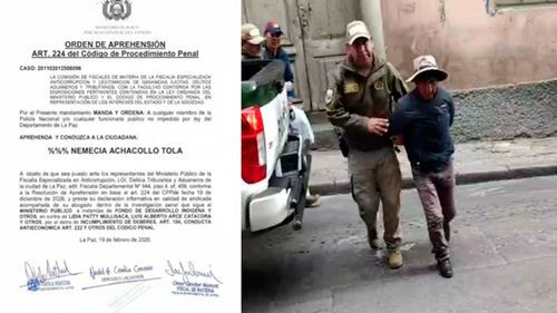 Emiten orden de aprehensión contra Nemecia Achacollo Tola