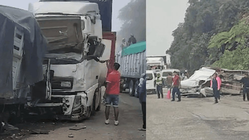 Trágico choque múltiple en la carretera nueva Cochabamba – Santa Cruz deja dos fallecidos y cinco heridos