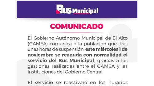 El servicio de los buses municipales se normalizó en El Alto