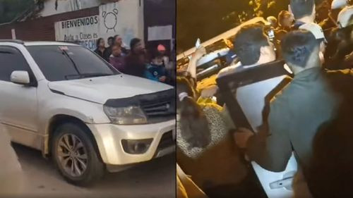 Policías en estado de ebriedad casi atropellan a una niña y a un mototaxista