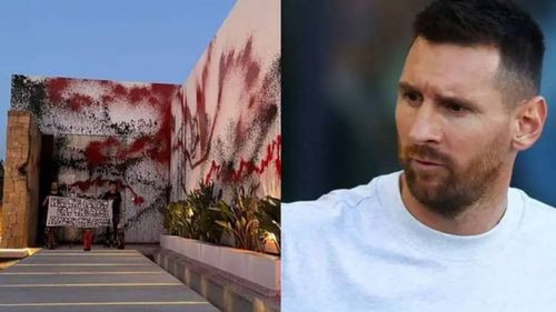 Activistas por el clima vandalizaron y pintarrajearon la casa de Lionel Messi en Ibiza