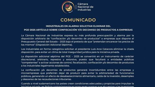 La CNI critica disposición del PGE 2025 por amenaza a la seguridad jurídica