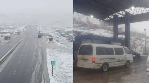 La carretera Oruro - Cochabamba amaneció vestida de blanco