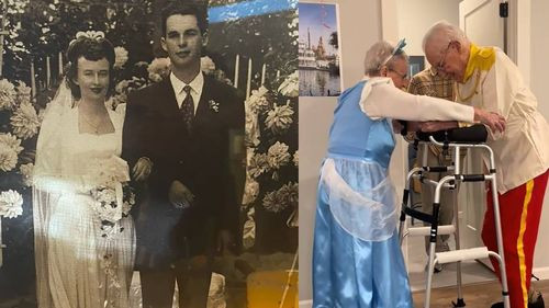 Pareja celebra 82 años de casados disfrazados de Cenicienta y el príncipe azul