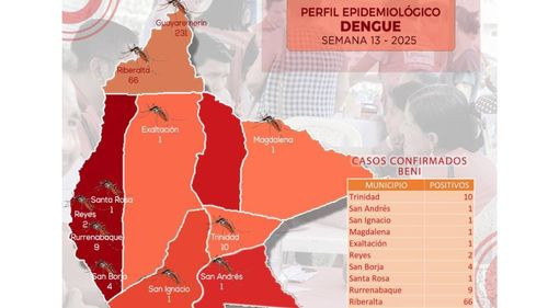 Beni registra 327 casos de dengue en lo que va del año