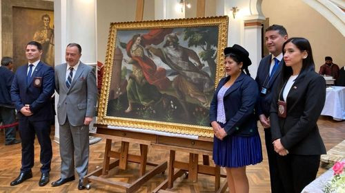 Chile devuelve oficialmente a Bolivia el cuadro Santa Bárbara, una obra que data de 1684
