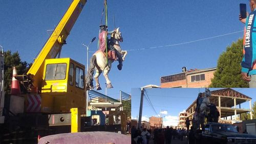 Monumento al Tata Santiago es instalado en la plaza Simón Bolívar del Distrito 2 como símbolo de fe y unidad vecinal