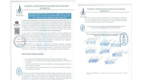 La APDHB reconoce y respalda la labor del Fiscal General del Estado