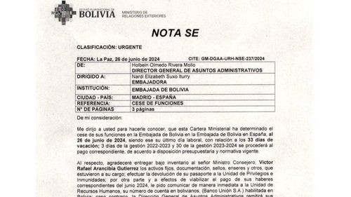 Arce ordena destitución de embajadora Suxo tras respaldo de la comunidad boliviana en España a Evo