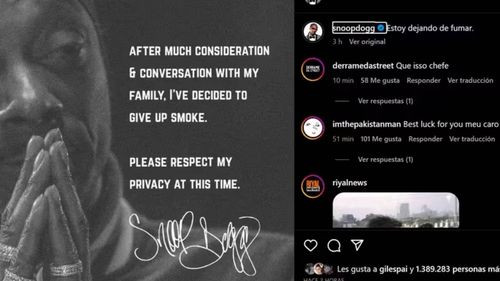 Snoop Dogg anunció que dejará de fumar marihuana: “Respeten mi privacidad”