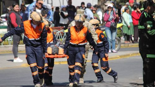 Equipos de primera respuesta demuestran su capacidad de movilización en situación de terremoto en Cochabamba