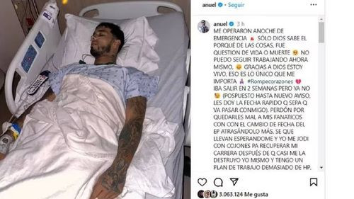 Anuel preocupó a sus fans tras ser operado de emergencia y salvarse de la muerte