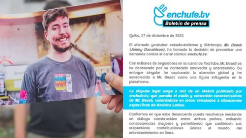 Mr. Beast demanda a famoso medio digital ecuatoriano por un sketch cómico