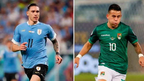 Uruguay domina en el primer tiempo frente a Bolivia con un marcador de 2-0