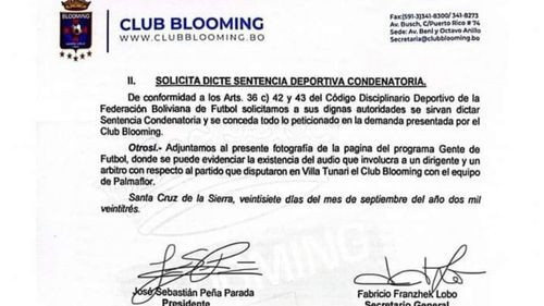Blooming presenta más pruebas para demostrar que el partido de 132 minutos fue amañado