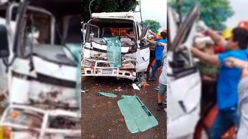 Accidente en la Avenida Virgen de Cotoca: Choque entre camión y micro deja dos heridos