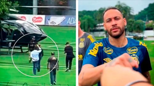 Neymar regresa al Santos con entrada triunfal en helicóptero