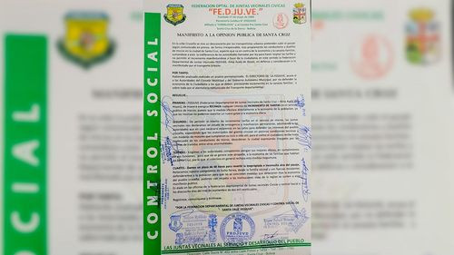 Vecinos de Santa Cruz en estado de emergencia por posible alza de pasajes en transporte urbano
