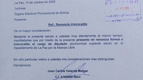 Diputado suplente electo de la  Alianza LIBRE formaliza su renuncia  irrevocable ante el TSE