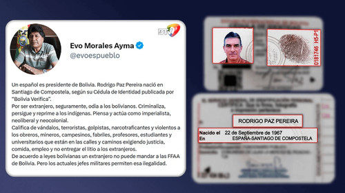 Imagen de Evo Morales cuestiona nacionalidad de Rodrigo Paz y lanza críticas al Gobierno