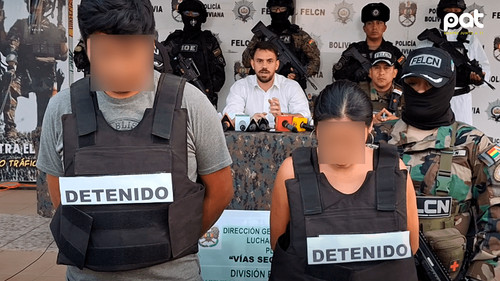 Aprehenden a dos personas por narcotráfico en operativo de la FELCN en Santa Cruz