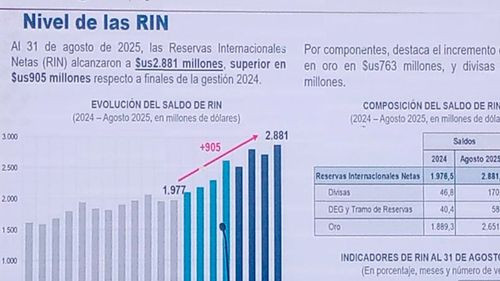 Reservas Internacionales de Bolivia suben a $us 2.618 millones impulsadas por la valorización del oro