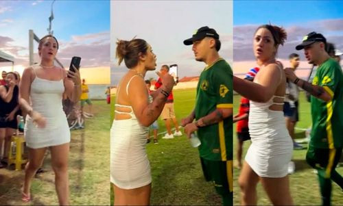 Mujer saca a su novio de la cancha por ser suplente y desata polémica en redes