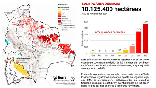 Bolivia enfrenta crisis ambiental: más de 10 millones de hectáreas consumidas por incendios