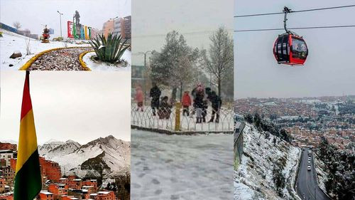 Intensa nevada en El Alto cubre calles y causa demora de vuelos