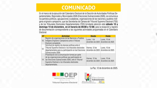 TSE habilita atención este fin de semana para recepción de documentación electoral