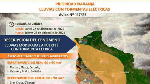 Rige alerta naranja por tormentas eléctricas con lluvia