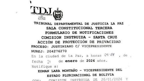 Sala Constitucional notifica al Vicepresidente por acción de protección de privacidad