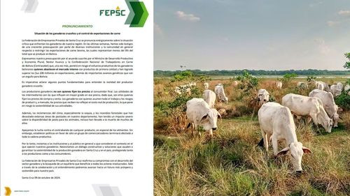 Pronunciamiento acerca de la preocupación por el futuro de la ganadería en Santa Cruz