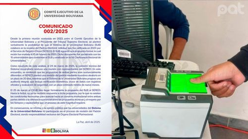 Universidades Bolivianas no participarán en revisión del padrón electoral