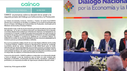 Controversia en el diálogo entre gobierno y empresarios de Bolivia